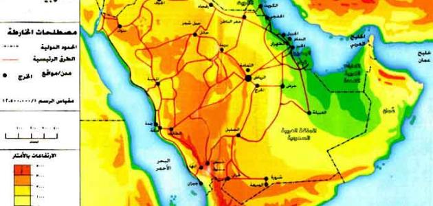 خريطة شبه الجزيرة العربية